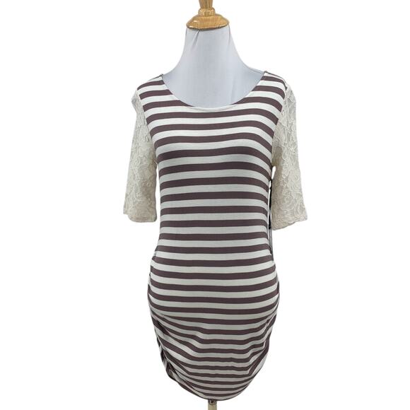 Jessica Simpson Shirt Womens S Small Ivory Otter Lace Sleeves Ruched Maternity - Picture 1 of 14